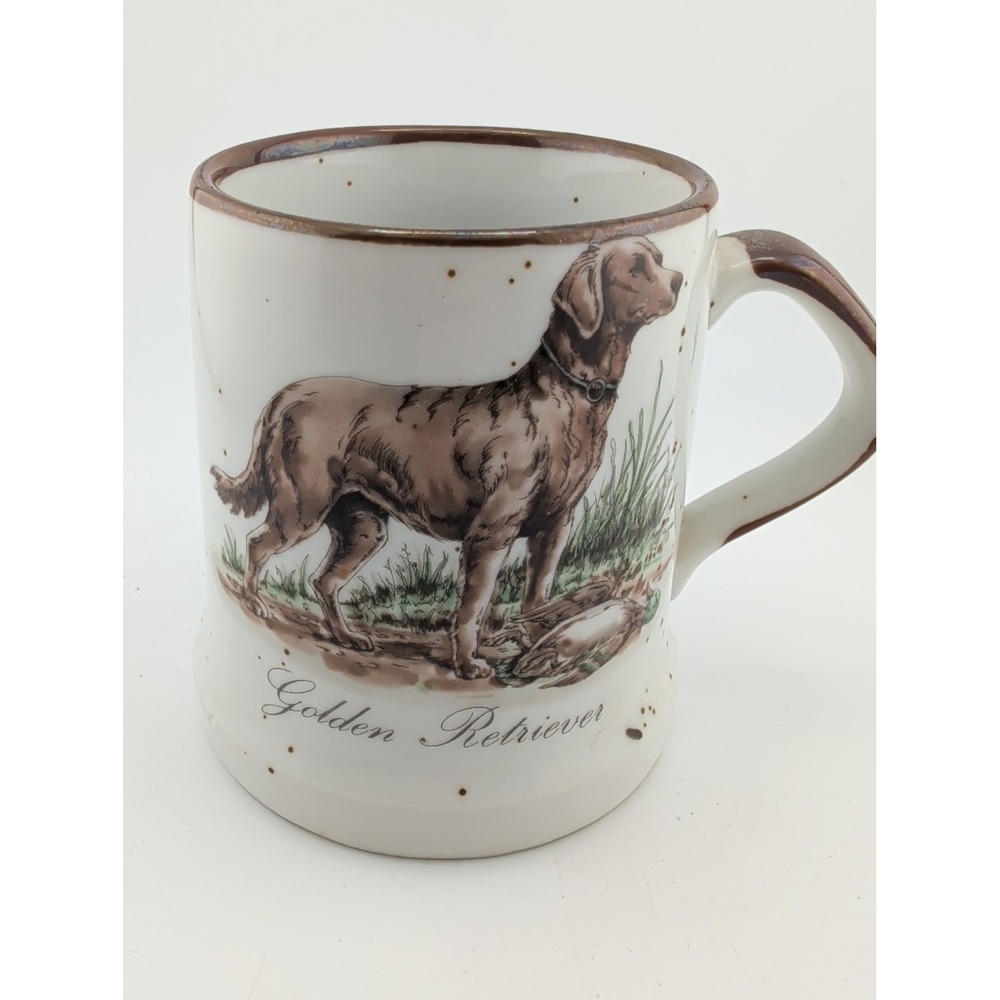 Vintage Enesco GOLDEN RETRIEVER Dog Mug 1987 Coffee Mug Stoneware Tea Cup 10oz